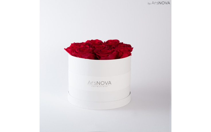 FLOWERS BOX BIANCO 9 ROSE BACCARA ROSSO