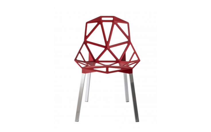 CHAIR_ONE 4GAMBE ANOD.LUCID/ROSSO 5085