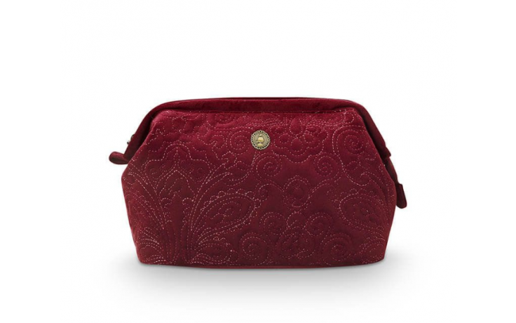COSMETIC PURSE LARGE VELVET RED BEAUTY