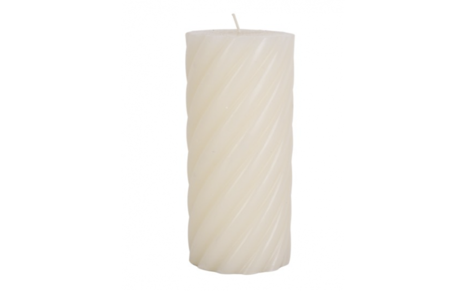 Pillar candle Swirl large ivoryH. 15cm, D. 7cm,