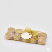tealight candeline oro brillantini scatola 10pz