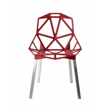 CHAIR_ONE 4GAMBE ANOD.LUCID/ROSSO 5085